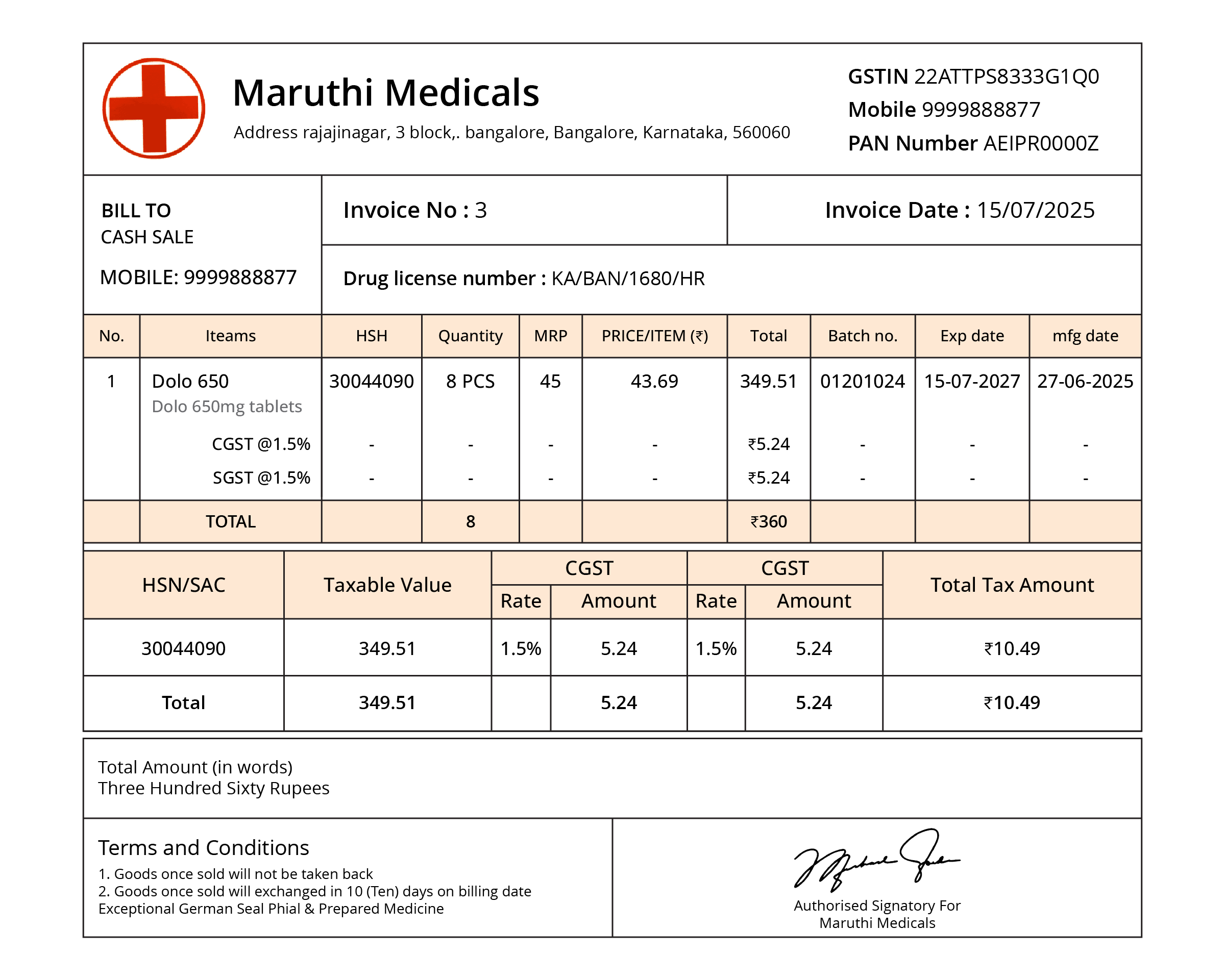 Construction Invoice Sample